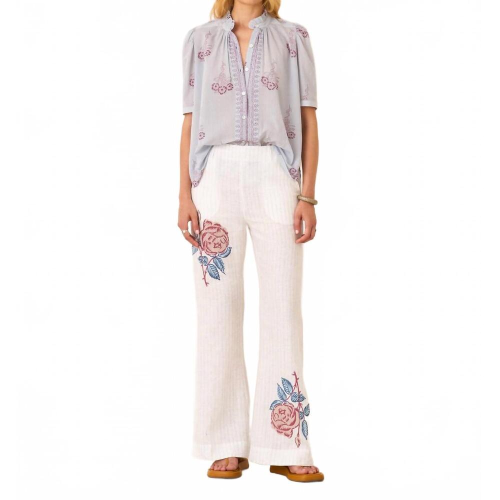 NEW ALIX OF BOHEMIA winn pansy shirt in blue sky - Picture 3 of 4